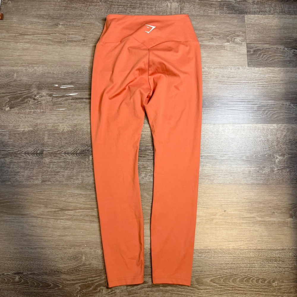Gymshark Orange High Waisted Crossover Leggings Womens Medium B1A1V Athletic - Picture 2 of 5